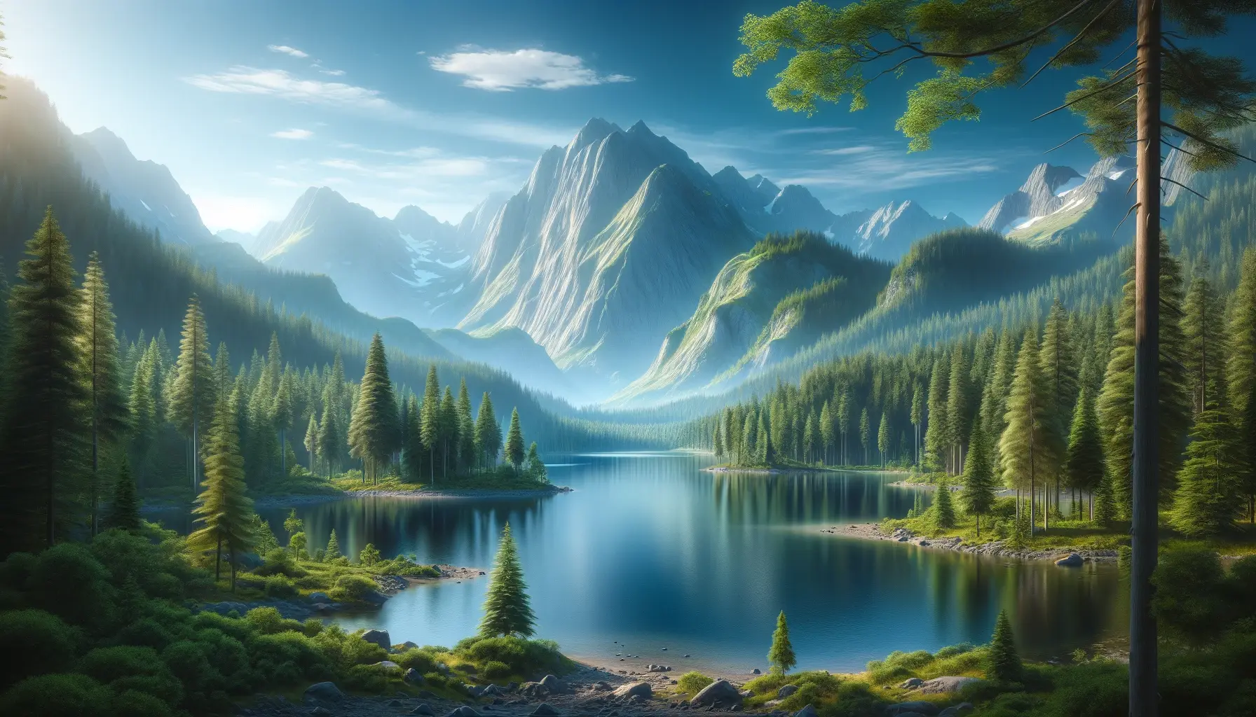 the surface of the lake in the mountains on a summer evening